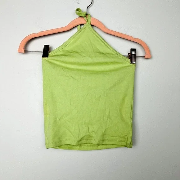 Madewell NWT Sweet Honeydew Brightside Rib Halter Tank Top Size Medium - Picture 3 of 9